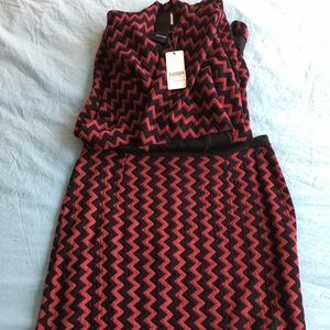 Heather by Bordeaux jersey zigzag 2 piece suit